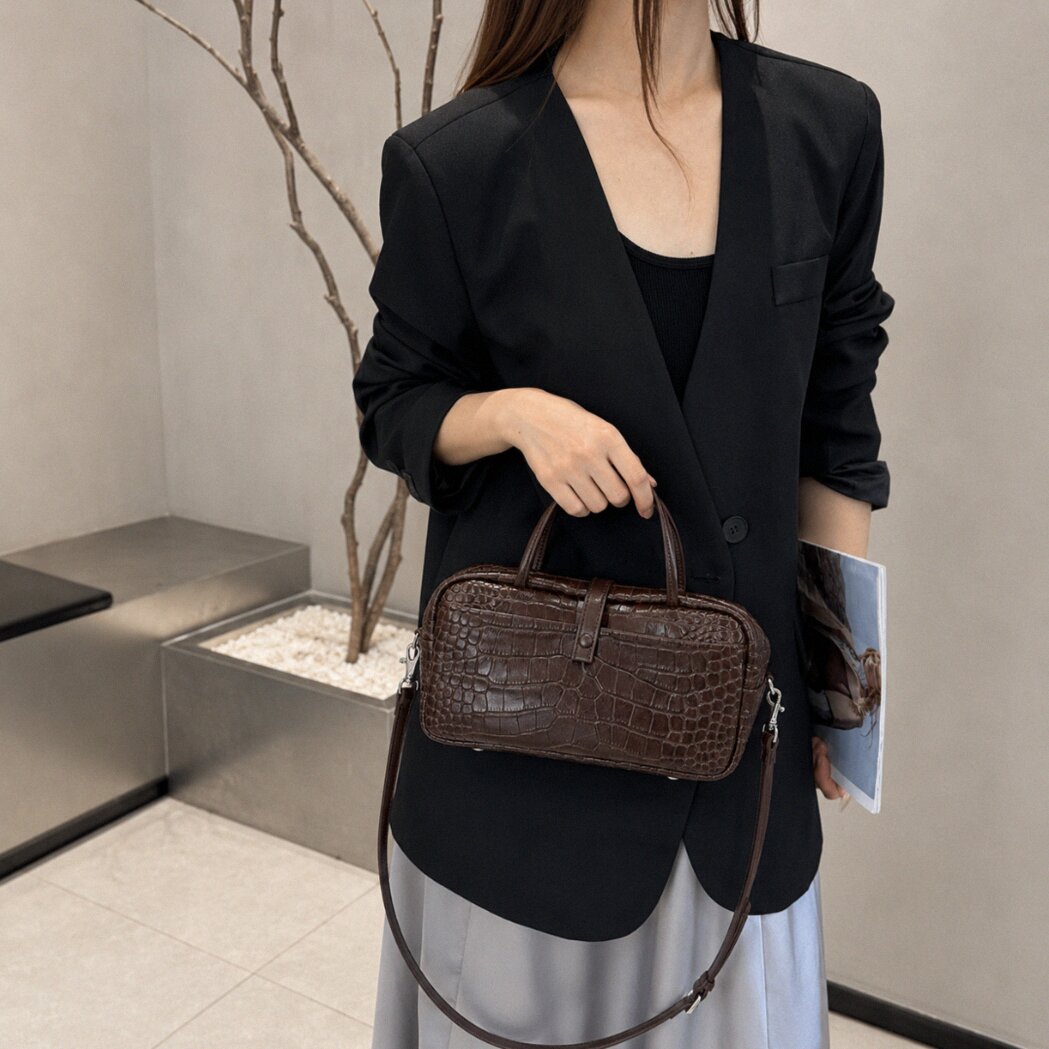 Valentina Croc Boston Bag