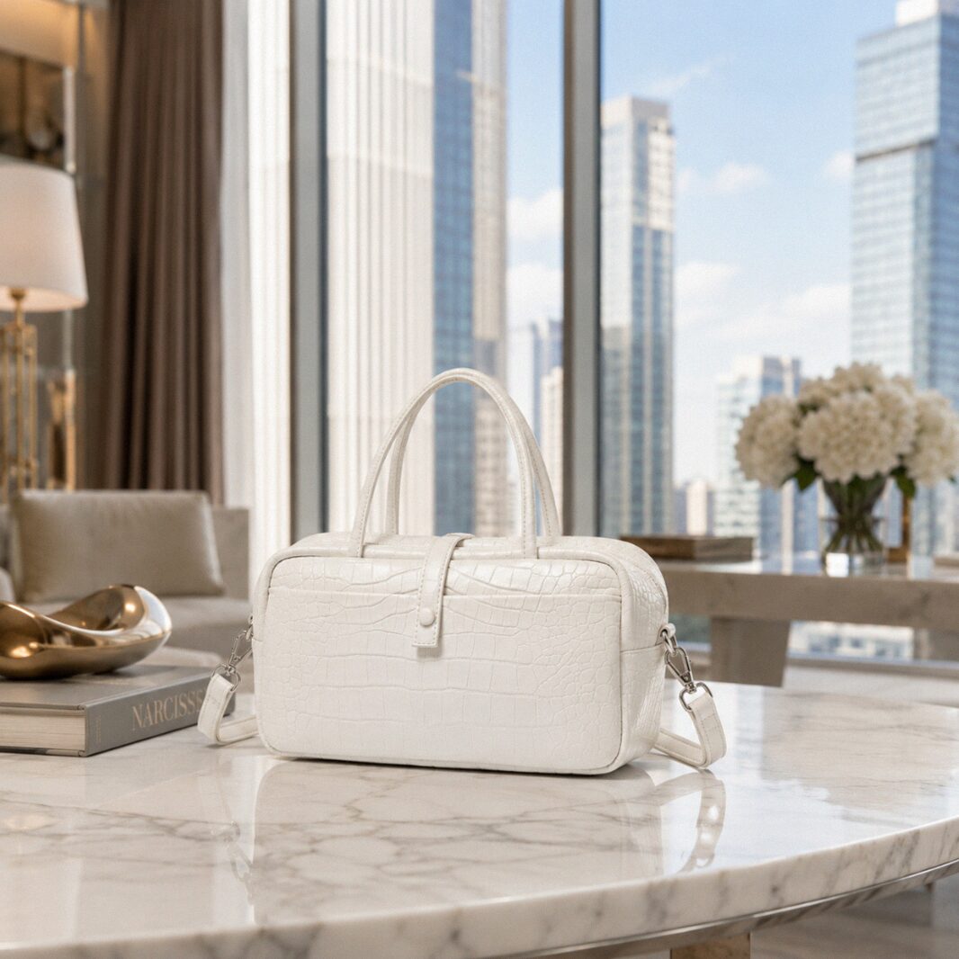 Valentina Croc Boston Bag